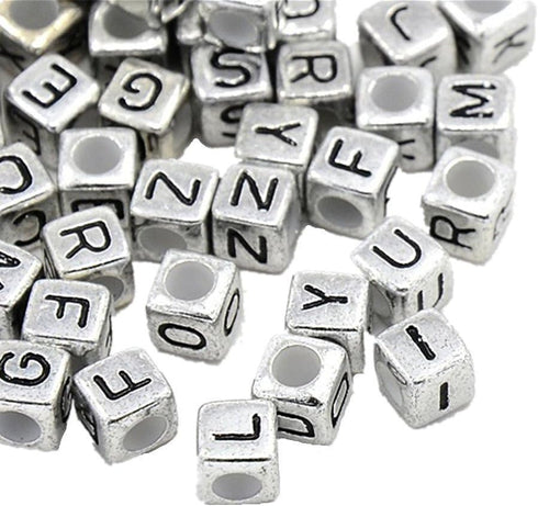 Honbay 78PCS Metal Silver Letters Alphabet Cube A-z Cube Spacer Beads Cub 7mm...