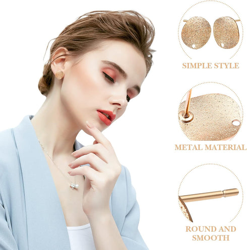 MILISTEN 20pcs Stainless Steel Earrings Posts Round Blank Peg Earrings Posts Flat Pad Ear Stud Components Earring Making Findings (Golden)...
