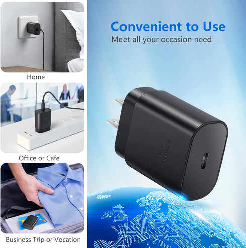 Super Fast Charger Type C Charging Block for Samsung Galaxy S25 S24+ S23 S22 S21 Ultra, 3 Pack 25W PD/PPS USB C Wall Charger Power Adapter for Sam...