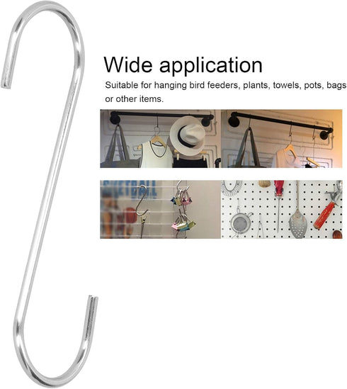 S Hook, Hanging Feeder Stainless Steel S Hook, Stainless Steel Heavy Duty S Shaped Hook for Bathroom, for Garden Balcony Hanging Bird Feeder Acces...