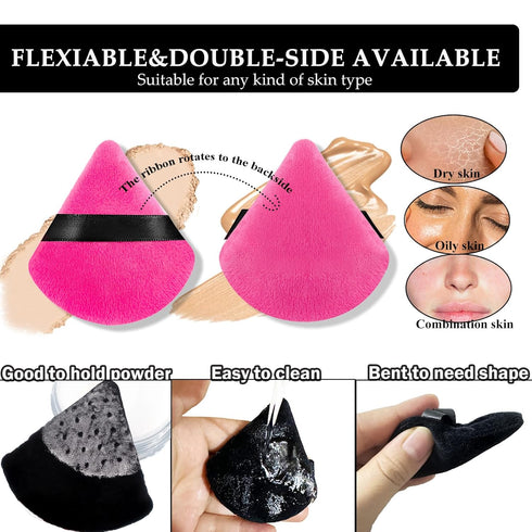 Powder Puffs for Face Powder 15 PCS Triangle Powder Puff Velvety Soft Reusable Makeup Puff for Powder and Liquids,Makeup Sponge Under Eye and Corn...