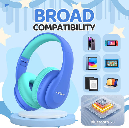 JoySpark Kids Bluetooth Headphones, Lightweight Kids Wireless Headphones for Kids, 85/94dB Volume Limited, 60 Hours Playtime, Bluetooth 5.3, Over-...