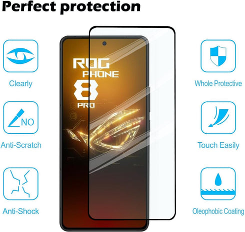 2 Pack Screen Protector for ASUS ROG Phone 8 Pro 5G / ASUS ROG Phone 8 5G, 2 Tempered Glass Screen Protector,Case Friendly,Scratch Resistant,Black...