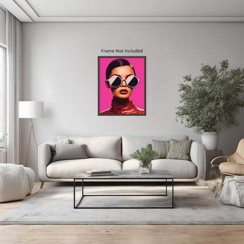 Posterizer 1 pcs-beautiful vintage woman with sparkly leather jacket-Abstract & Modern Art-Vintage Art-Gift for Women, Fashionistas, Designer Fash...