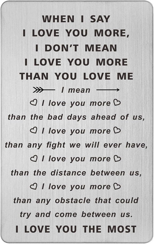 TANWIH When I Say I Love You More Wallet Card, I Love You Gifts for Him Her, Anniversary Cards Gift for Men Husband Women, Long Distance Presents ...