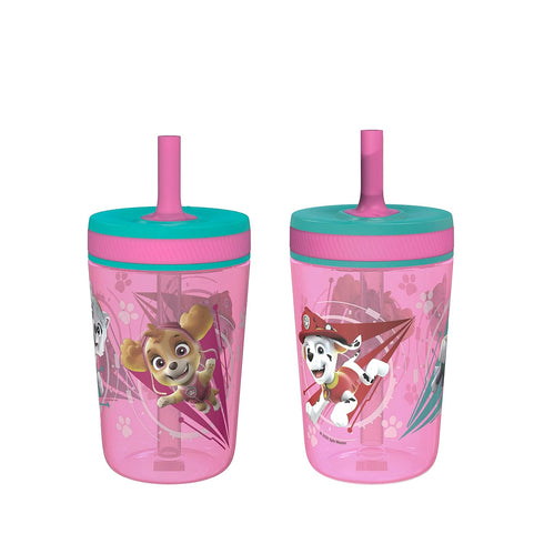 Zak Designs Kelso 15 oz Tumbler Set (Paw Patrol Skye & Everest) Leak-Proof Screw-On Lid with Straw Made of Durable Plastic and Silicone, Perfect C...