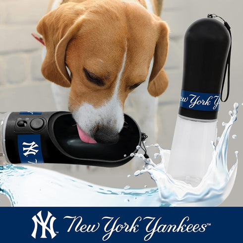 MLB Dog Water Bottle - New York Yankees Baseball Pet Water Bottle. Best Cat Water Bottle. Water Fountain Dispenser for Dogs & Cats, 13.5oz Cool Pe...