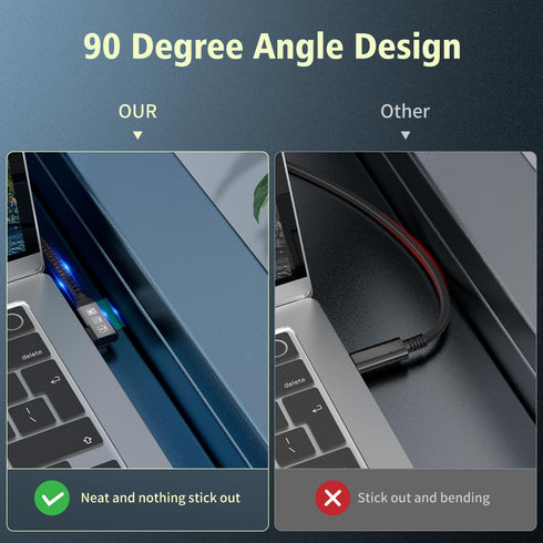 90 Degree USB C 3.2 Extension Cable, 2 x USB 3.2 Gen2 Type-C Male to Female Extender Cable Ultra 4K@60Hz 240W Charging 20Gbps Data Transfer with S...