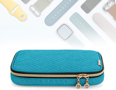 Teamoy Watch Storage Case - Holds 12 Straps, Travel Organizer Bag Compatible With All Series Apple and Smart Watch Bands, Teal...