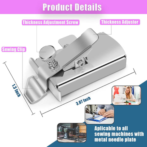 Magnetic Seam Guide for Sewing Machine Magnetic Sewing Guide with Clip, Hemmer Guide, Multifunctional Hem Guide Ruler, Quilting Sewing Supplies Ac...