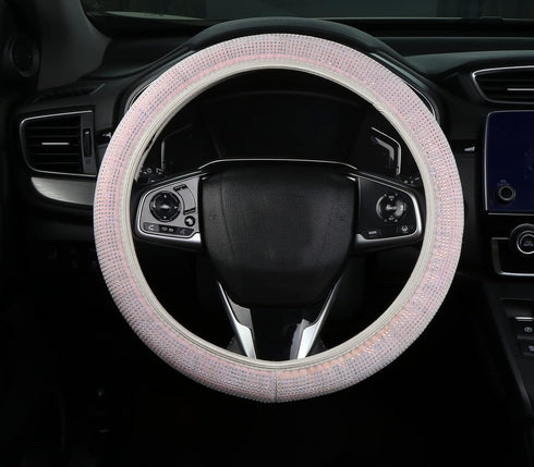 Bling Rhinestones Steering Wheel Cover with Crystal Diamond Sparkling Car SUV Breathable Anti-Slip Steering Wheel Protector for Women,Party,Birthd...