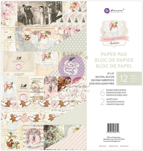Prima Marketing Double-Sided Paper Pad 12"X12" 12/Pkg-Christmas Market, 6 Foiled Design FG980740...