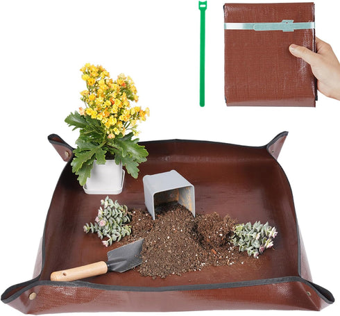 26.8"X26.8" Repotting Mat for House Plants Transplanting Control Mess, Foldable Waterproof Gardening Tray Mat Gardening Gifts for Plant Lovers...