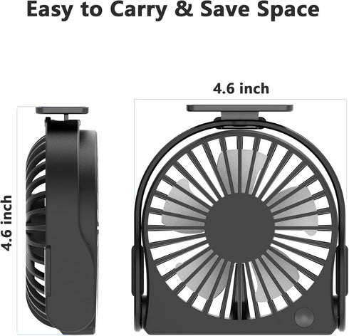 Small Desk Fan, 3 Speeds Silent Travel Fan, Portable mini Desktop Fan, 180° Foldable Table Fan, USB Powered Cooling Fan for Bedroom Home Office Ou...