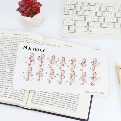 Music Paper Clips, Cute Metal Musical Notes Shaped Bookmark Clips Paper Clips Holders Reusable Paper Clips Clamps for Office School Home (1 Pack R...
