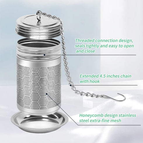 2 Pack Tea Infuser, Tea Strainers for Loose Tea, Stainless Steel Extra Fine Mesh Loose Leaf Tea Steeper with Extended Chain Hook, for Tea, Spices ...