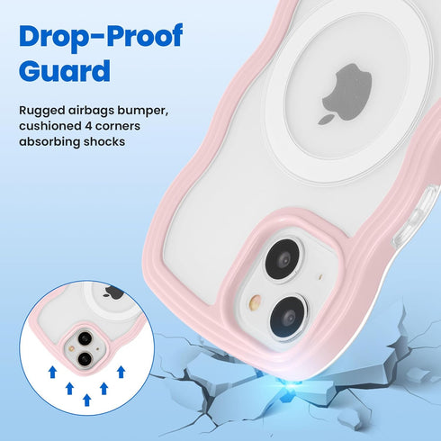 ZCDAYE Cute Curly Wave Case for iPhone 13, iPhone 13 (6.1 inch) Phone Case Compatible with Magsafe, Transparent Slim Shockproof Non-Slip Cover for...