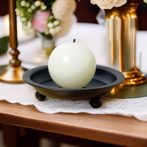 2 Pcs Candle Plate Iron Candle Holder for Pillar Candles Black Metal Candle Stand for Dinning Table Wedding Party Decor...