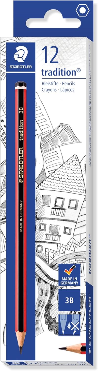 STAEDTLER 110-3B Tradition Graphite Pencil for Drawing & Sketching - 3B (Box of 12), Black...