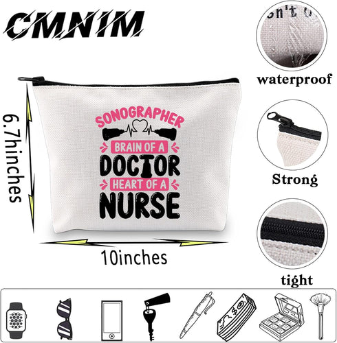 CMNIM Sonographer Makeup Bag Radiologist Gifts Sonographer Accessories for Work Pouch Bag for Ultrasound Technician Gifts (Sonographer Brain Makeu...