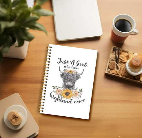 Highland Cow Notebook - Western Notebook, Cow Notebook, Highland Cow Office Supplies, Highland Cow Gifts, Cow Stuff, Just a Girl Who Loves Highlan...