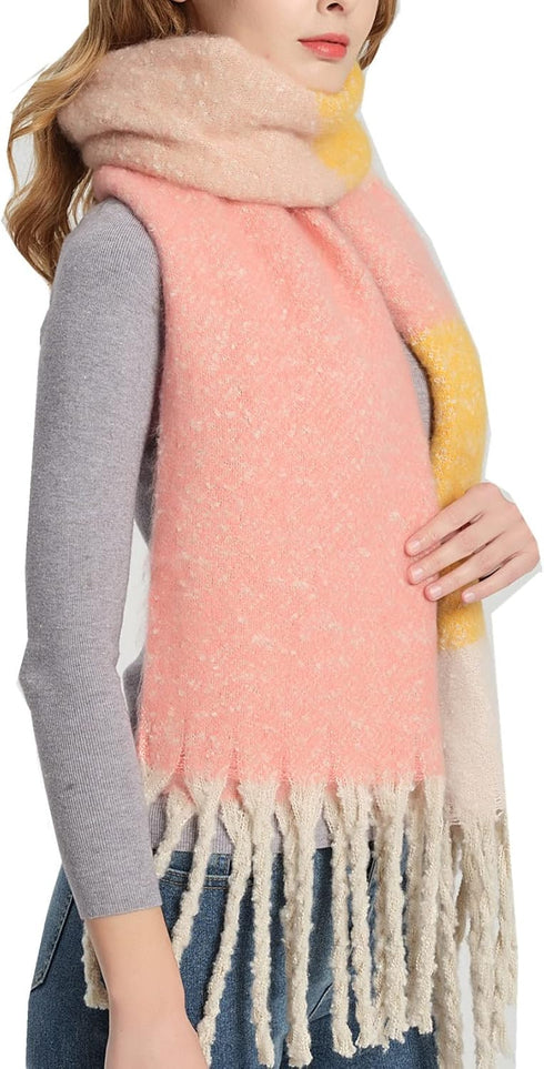 Wander Agio Winter Warm Scarf for Women Long Shawl Large Scarves Cold Weather Thick Blanket Scarfs Color Matching...