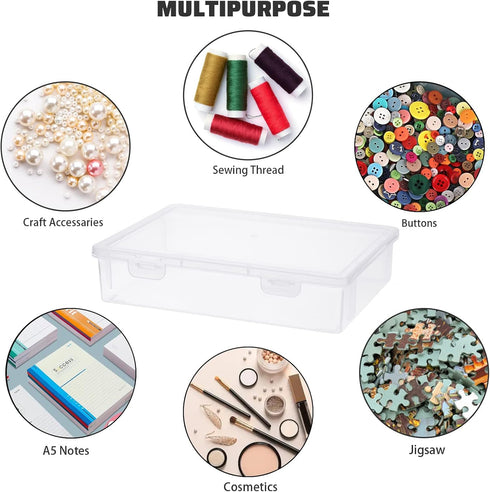 BTSKY Clear Plastic Storage Box with Flap Lid, Multipurpose Craft Organizers and Storage Box Art Supply Storage Organizer Plastic Sewing Box for B...