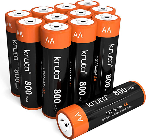 Kruta AA Rechargeable Batteries for Outdoor Solar 12 Pack, NiMH Double A Battery Pre-Charged 1.2V 800mAh Long Lasting Performance for Outdoor Sola...