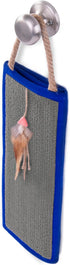 SmartyKat Clever Claws Carpet & Burlap Hanging Cat Scratch Mat - Brown/Gray with Blue Trim, One Size...