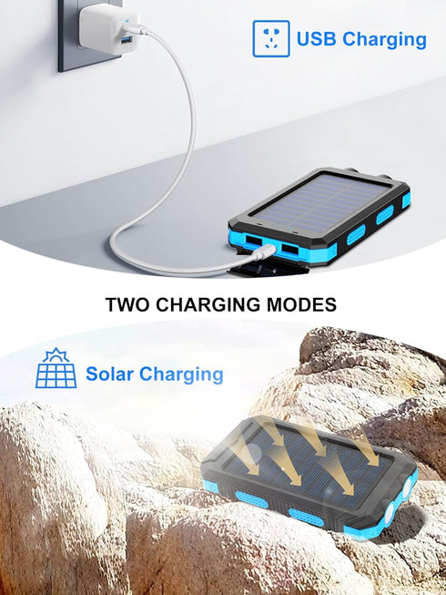 Solar Charger,38800mAh Portable Solar Power Bank,Waterproof External Backup Battery Power Pack Charger with USB C/LED Flashlights Compatible with ...