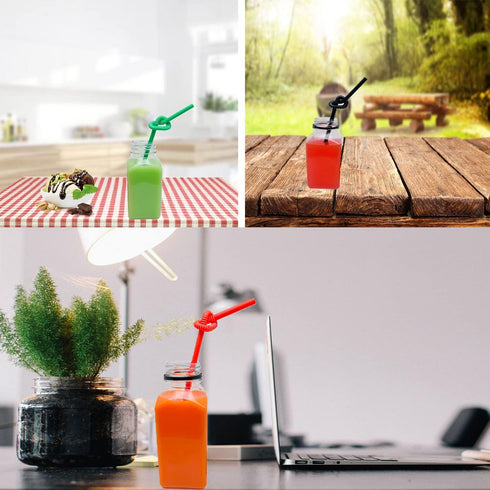 3 Pcs 8 Ounce Plastic Juice Bottles, Reusable Bulk Beverage Containers for Juice, Milk and Other Beverages, Black lid...