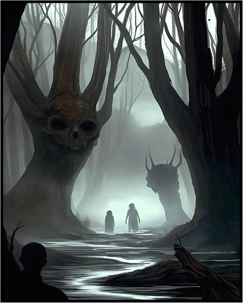 Posterizer 1 pcs-hunting mystical forest with creepy creatures 1-Gothic Art-Landscape & Nature Art-Living Room Bedroom Decor- unframed wall art...
