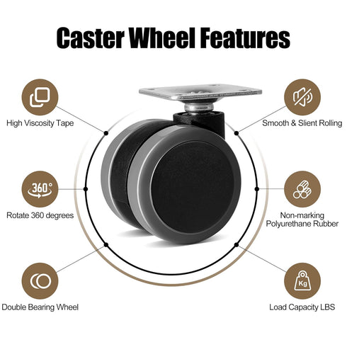 Self Adhesive Caster Wheels Set for Trash Can, Storage Box (4PCS, 1.5")...
