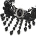COOLSTEELANDBEYOND Gothic Victorian Nostalgic Black Lace Choker Necklace with Dangling Black Bead Charms Link Chain...