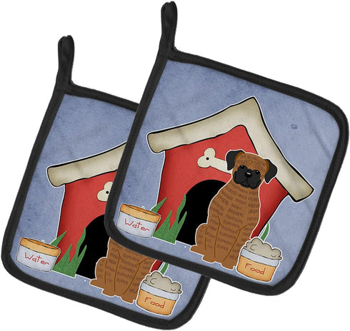 Caroline's Treasures BB2871PTHD Dog House Collection Brindle Boxer Pair of Pot Holders Kitchen Heat Resistant Pot Holders Sets Oven Hot Pads for C...