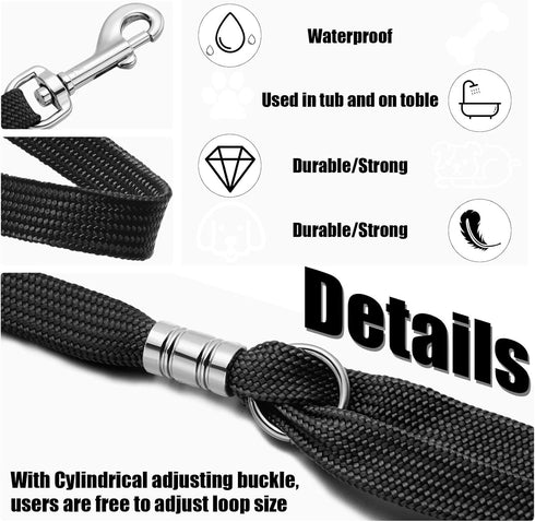 9 Pieces Pet Grooming Loops Nylon Restraint Noose Adjustable Fixed Dog Cat Safety Rope for Pet Grooming Table Bathtub (Black)...
