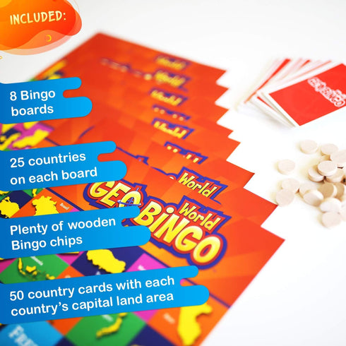 GeoToys GeoBingo, World Bingo for Kids, Geography Game for Home, School, or Camp, Classic Bingo Games for Family, Play & Learn Countries of the Wo...