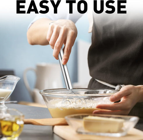 Zulay Kitchen 13-Inch Danish Dough Whisk - Stainless Steel Danish Whisk for Cooking with Dough Hook - Traditional Dutch Whisk - Bread Whisk for So...
