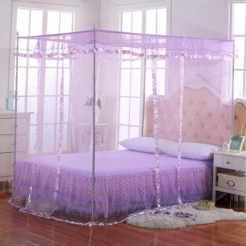 Twin Canopy Bed Curtains - 4 Corner Canopy for Beds, Bed Canopy for Girls Adults, Bedroom Home Decor (Twin Size, Purple)...