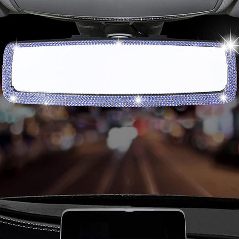 LivTee Bling Car Rearview Mirror, Car Bling Decorations Rear View Mirror with HD Glass, Bling Car Interior Accessories for Women and Teens - Blue...