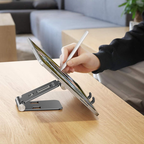 OMOTON Foldable Cell Phone Stand, C4 Portable Aluminum Phone Holder, Adjustable Phone Dock Cradle Compatible with iPhone 13/12/11 Pro Max, Samsung...