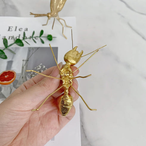 Gold Ant Sculpture Solid Metal Insect Ornament Mini Ant Figurine for Home Office Garden Desktop Decor...