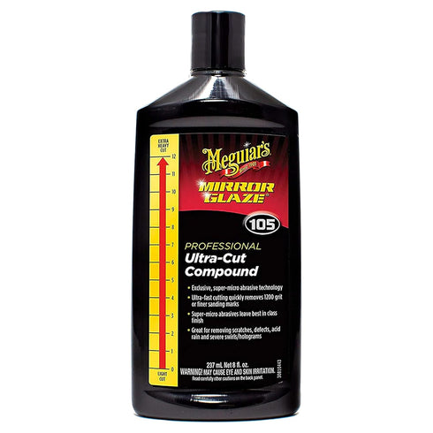 Meguiar's Mirror Glaze M10508 Ultra-Cut Compound - Professional Grade Formula with Fast Cutting Action that Removes Scratches, Heavy Swirls and Mo...