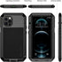 Lanhiem for iPhone 12 Pro Max Metal Case, Heavy Duty Shockproof Tough Rugged Case with Built-in Glass Screen Protector, 360 Full Body Dust Proof P...