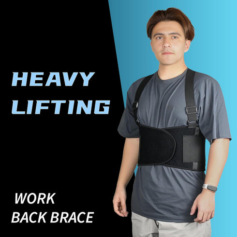 Work Back Brace for Men & Women, Adjustable Lower Back Support Belt with Suspenders for Back Pain Relief, Moving Construction Warehouse Heavy Lift...