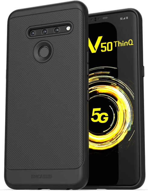 ENCASED LG V50 ThinQ Case (Thin Armor) Slim Fit Flexible Grip Phone Cover - Black...