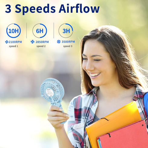 HandFan Portable Fans Battery Operated Handheld Fan Rechargeable USB Desk Fan Foldable for Travel Car Outdoors Home Disney Land (Sky Blue)...