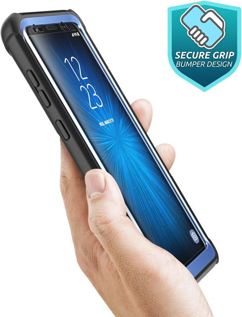 i-Blason Case for Galaxy S9 2018 Release, Ares Full-body Rugged Clear Bumper Case with Built-in Screen Protector (Black/Blue)...
