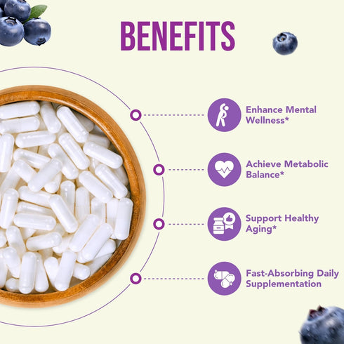150mg Pterostilbene Supplement - Once Daily Antioxidant Supplement for Healthy Aging Immune Heart Skin and Brain Support - Naturally Derived Non-G...