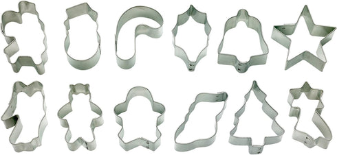 Mrs. Anderson’s Baking Cookie and Fondant Cutters, Mini Holiday Shapes, 12-Piece Set with Storage Tin...